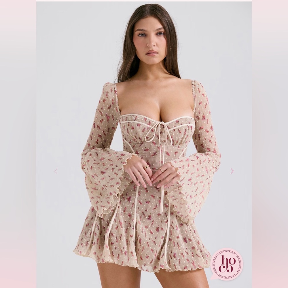 Analissa vintage Cream Rose corset mini dress;Large, Reg cup, Longer length